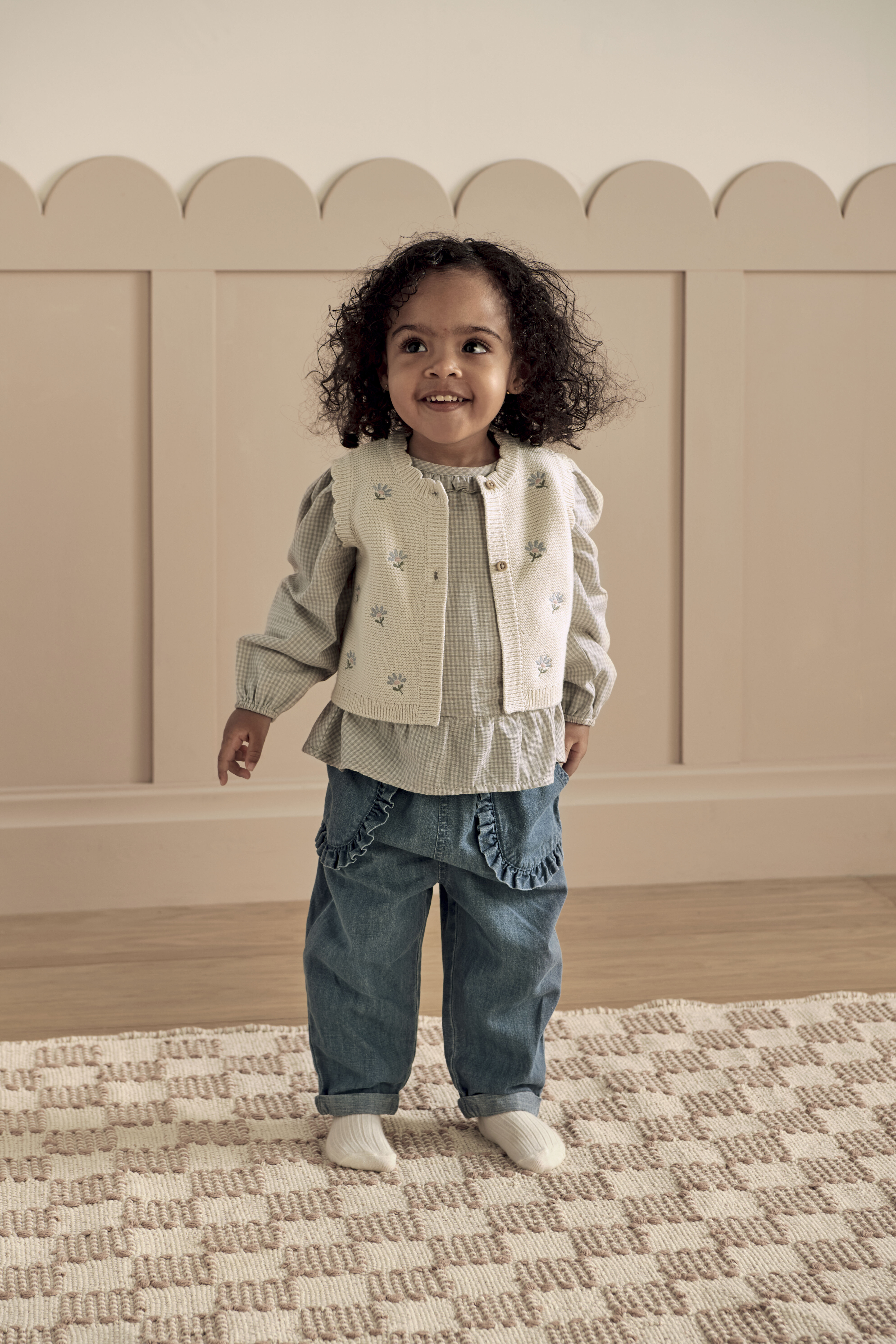 Knitted Girls Waistcoat & Top Set