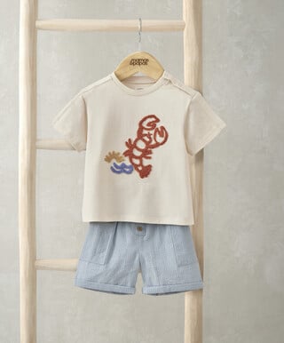 Mamas & Papas Lobster T-Shirt & Shorts Outfit Set