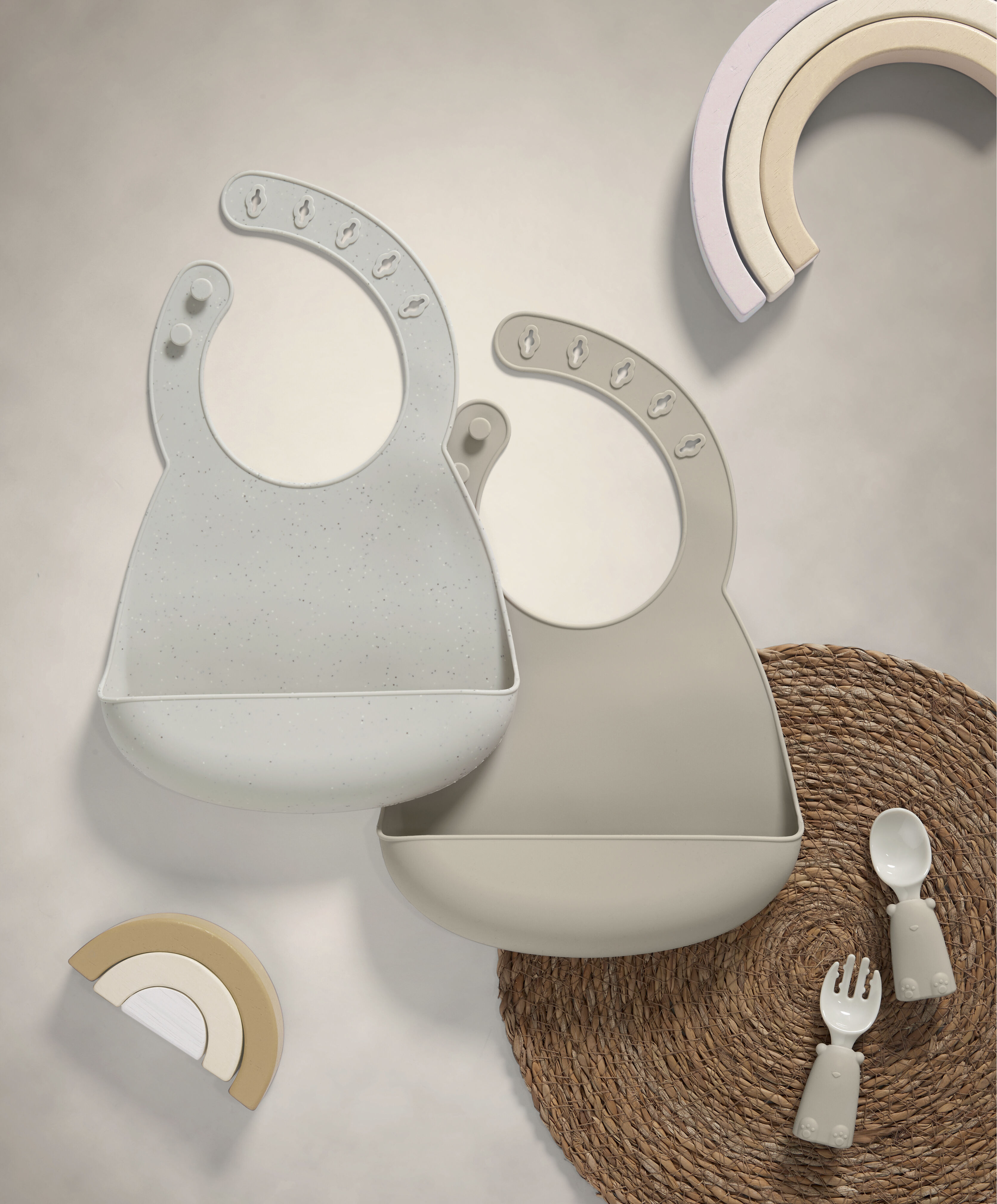 Silicone Bibs (Pack of 2) - Neutral Speckle image number 1