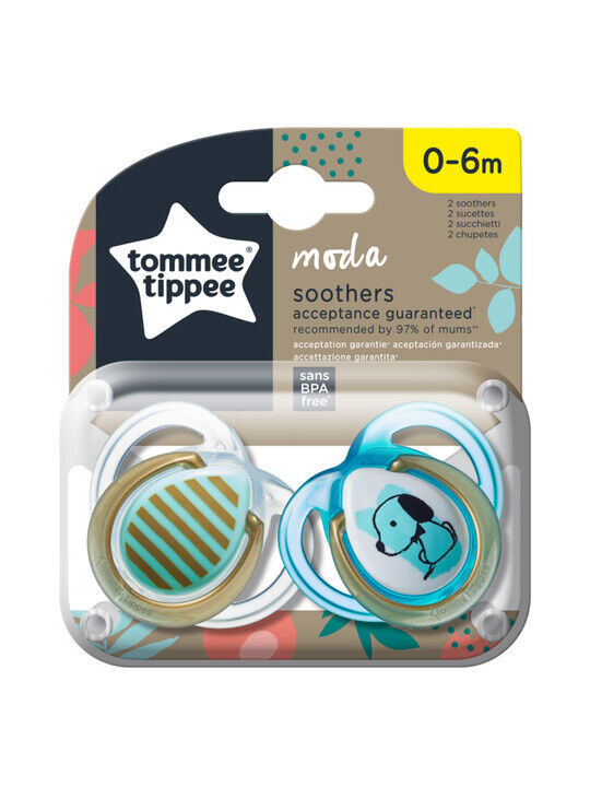 Tommee Tippee MODA Soother, (0-6 months), Pack of 2 -Boy image number 1