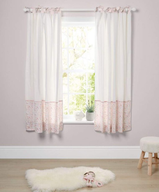 Lilybelle Tie Top Curtains (132x160cm) - Pink image number 1