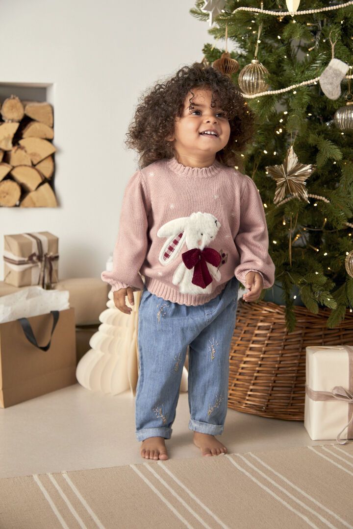 Pink Bunny Christmas Jumper image number 1
