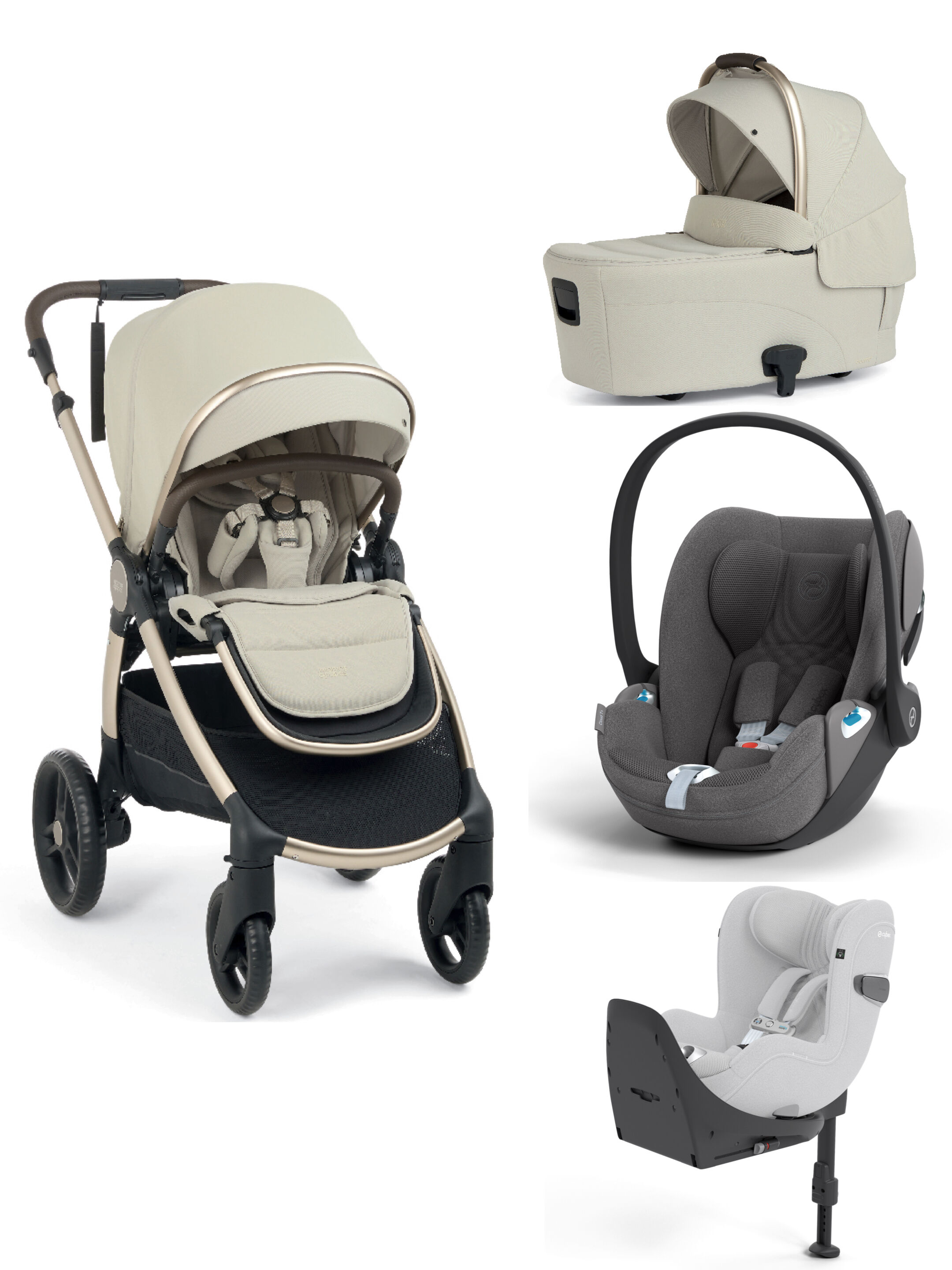 Ocarro 2 Pushchair and Carrycot Bundle with Cybex Cloud T i-Size Plus Car Seat and Base (4 Pieces) - Eclipse