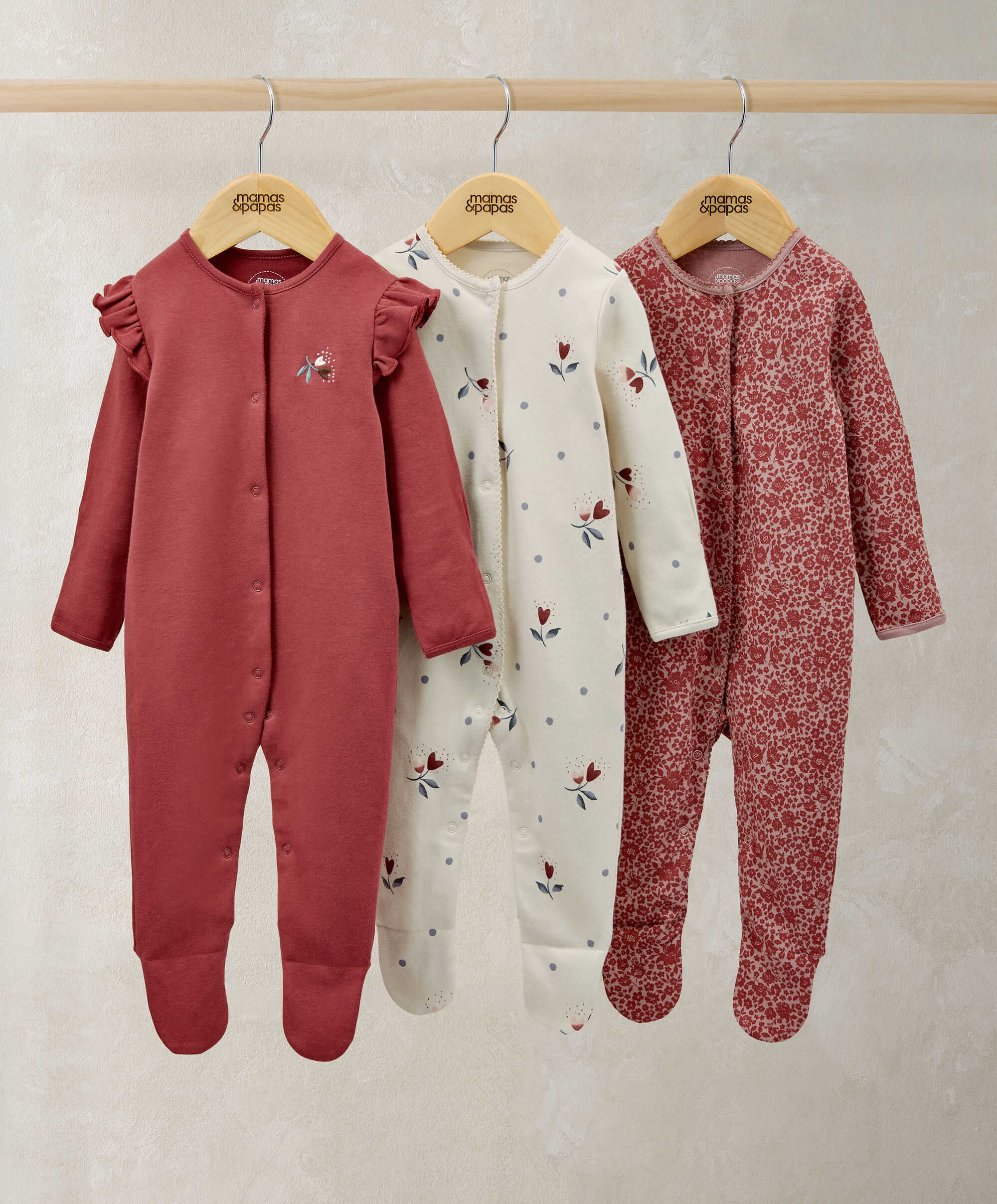Sleepsuits (Pack of 3) - Floral Nostalgic image number 1