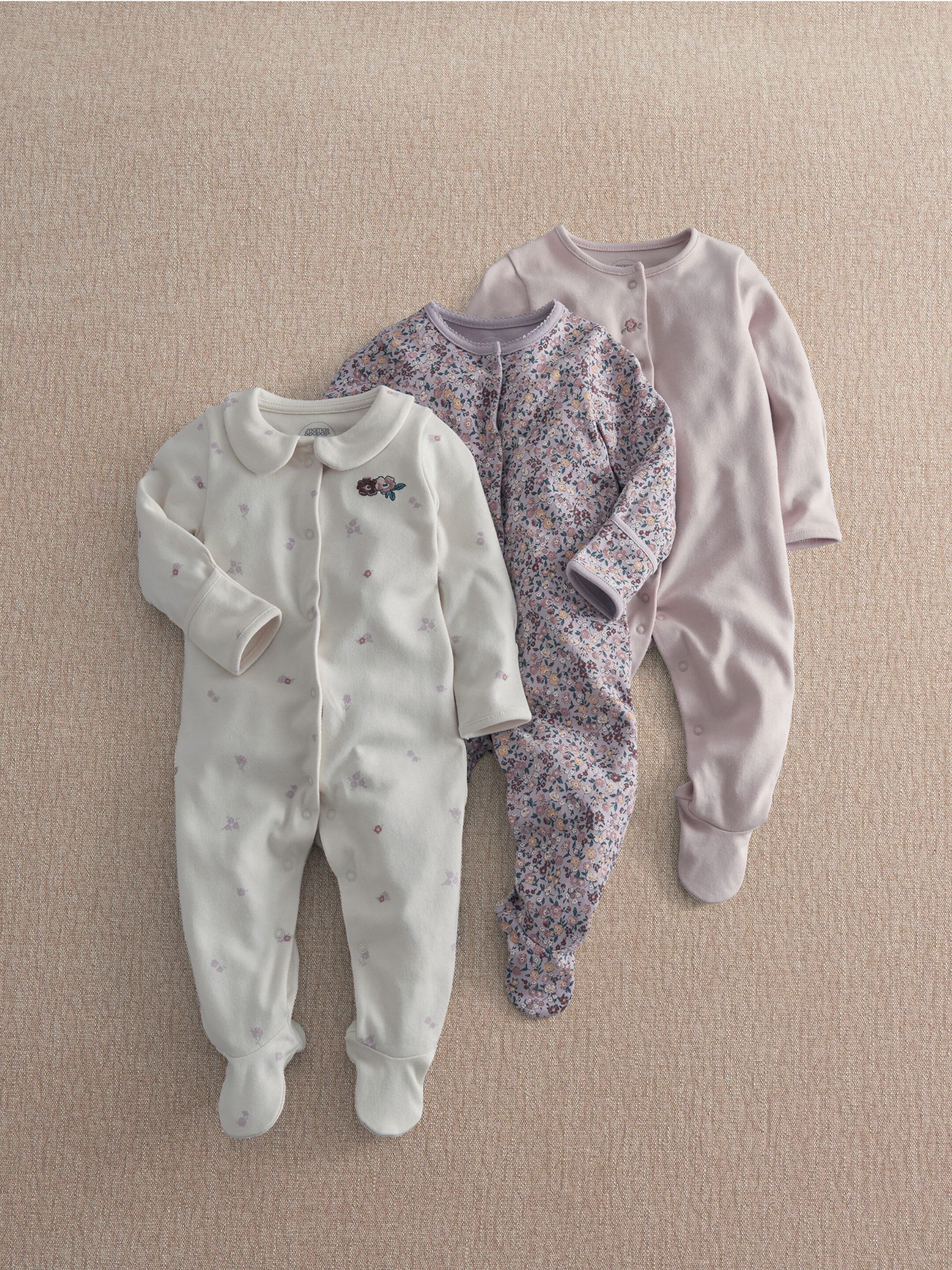 3pk Vintage Floral Sleepsuits image number 1
