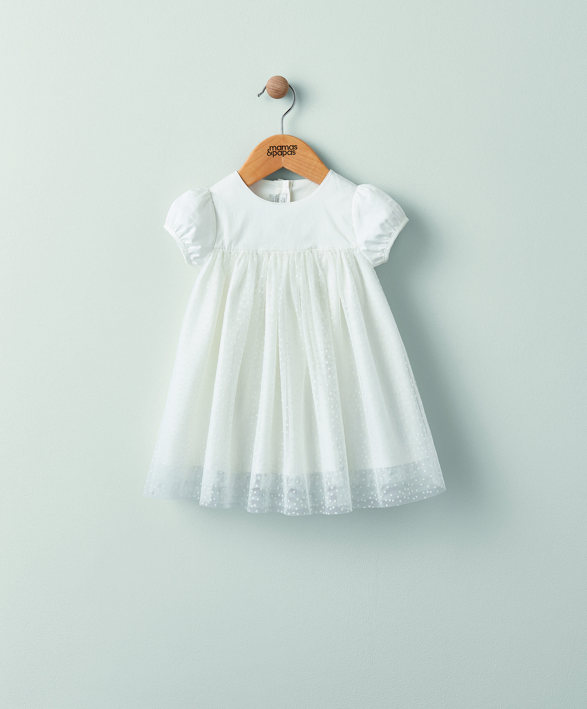 White Flock Spot Mesh Dress image number 1