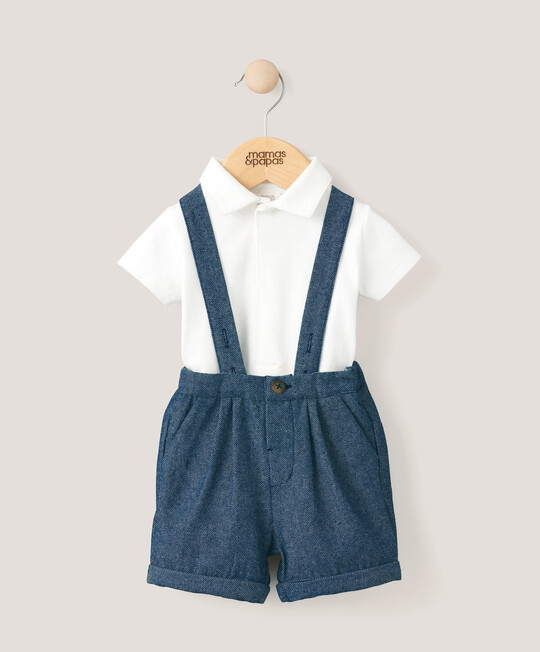 Woven Dungarees & Bodysuit - Blue image number 1