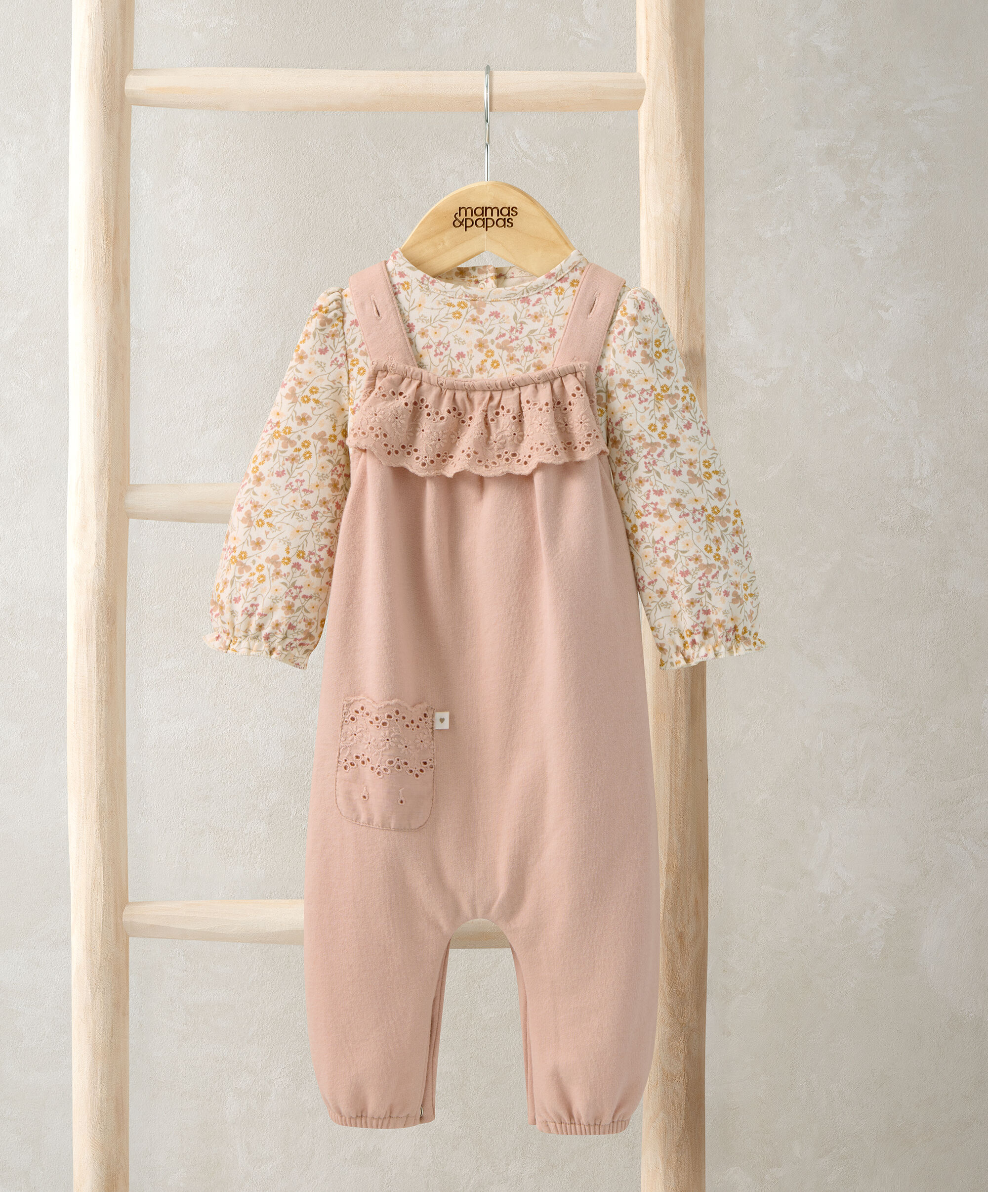 Broderie Dungarees & Bodysuit Outfit Set