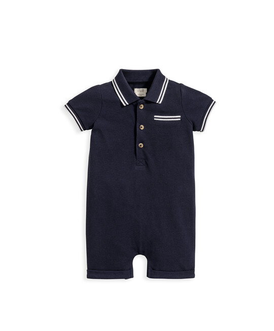 Pique Polo Romper - Navy image number 1