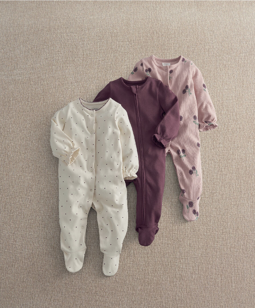 3pk Bramble Sleepsuits