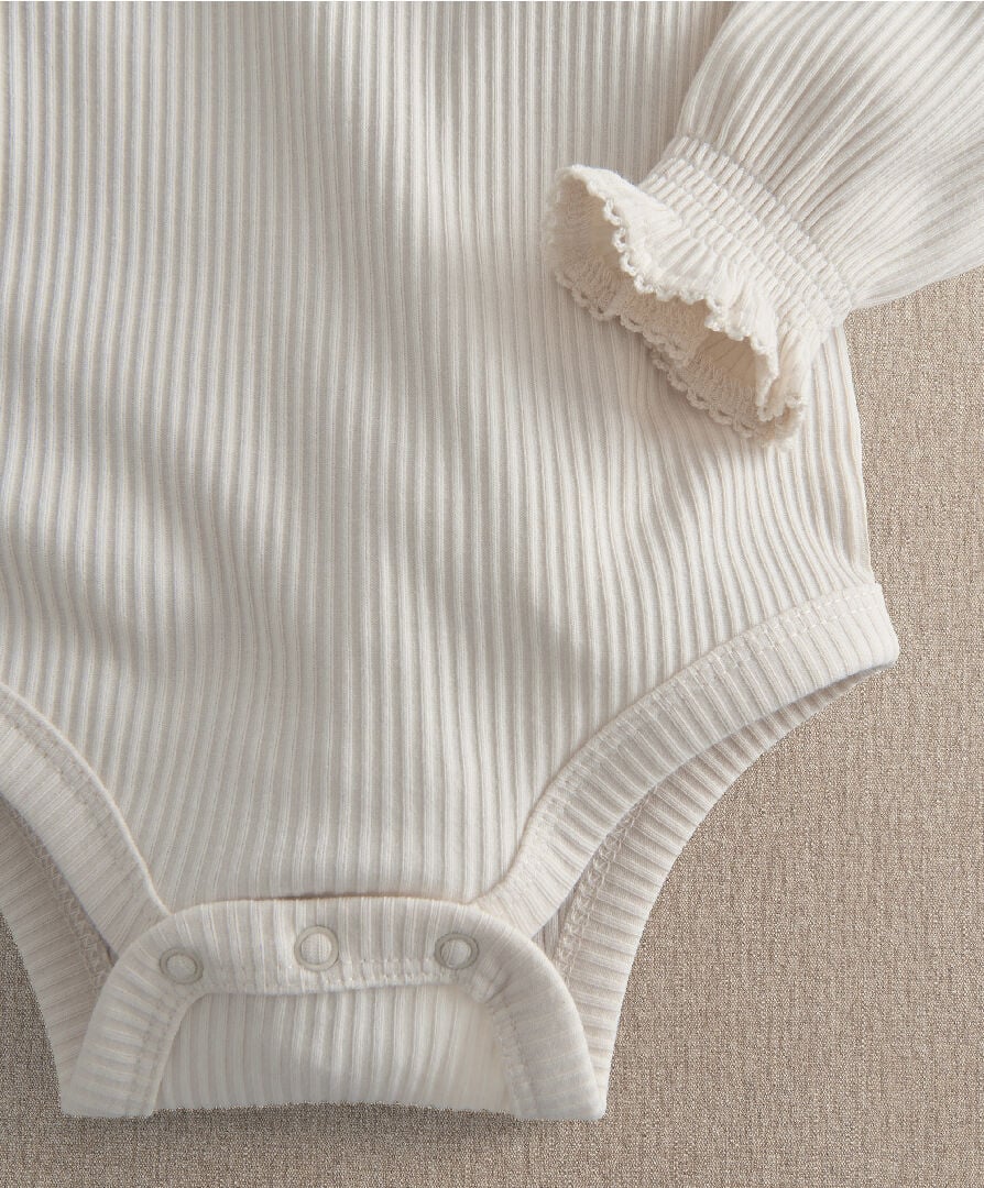 Cream Picot Trim Bodysuit image number 3