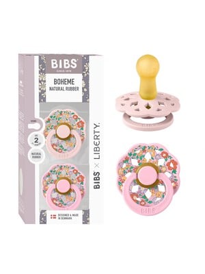 BIBS X Liberty Pacifier Boheme 2 Pack Oscar Meadow Latex Size 2 Blossom Mix