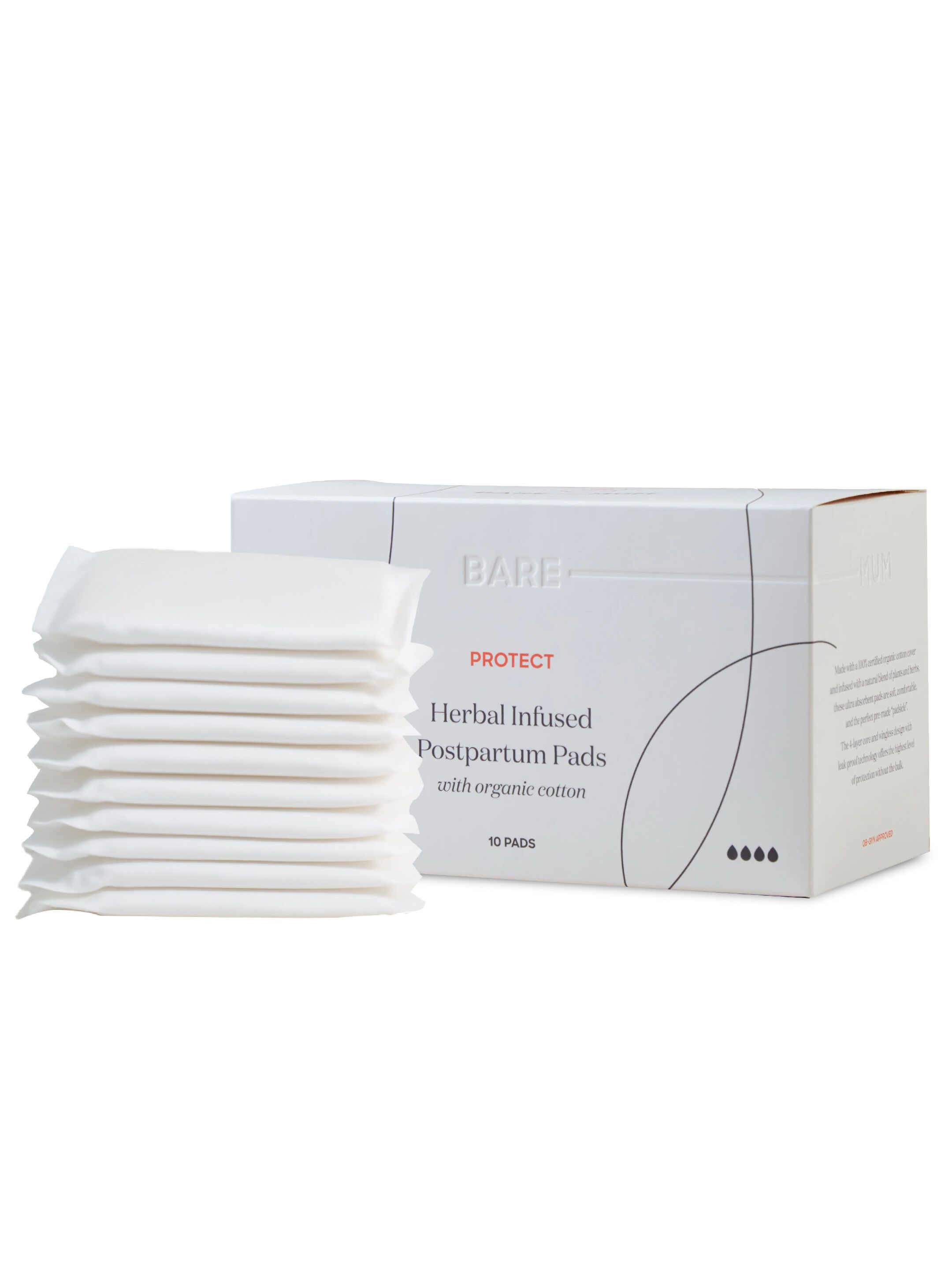Bare Mum Herbal Infused Postpartum Pads - Pack of 10