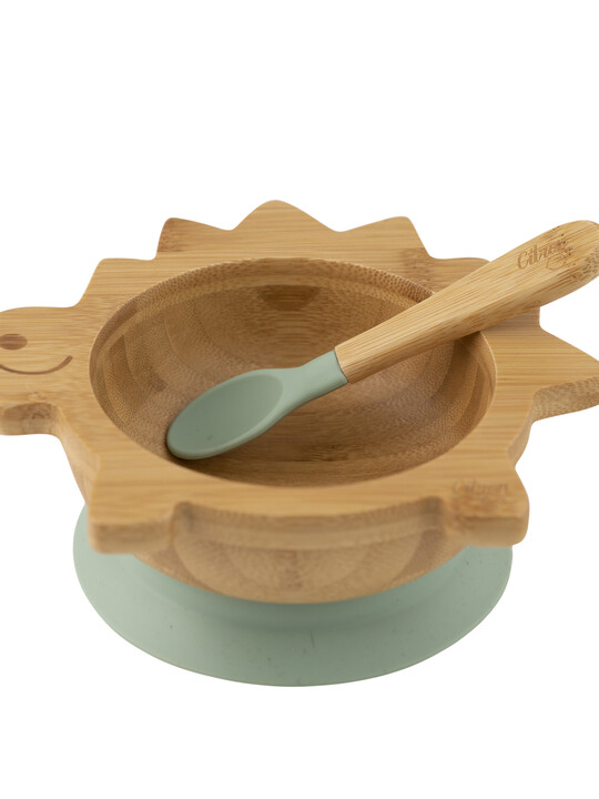 Citron Organic Bamboo Bowl 250ml Suction + Spoon Dino Green image number 1