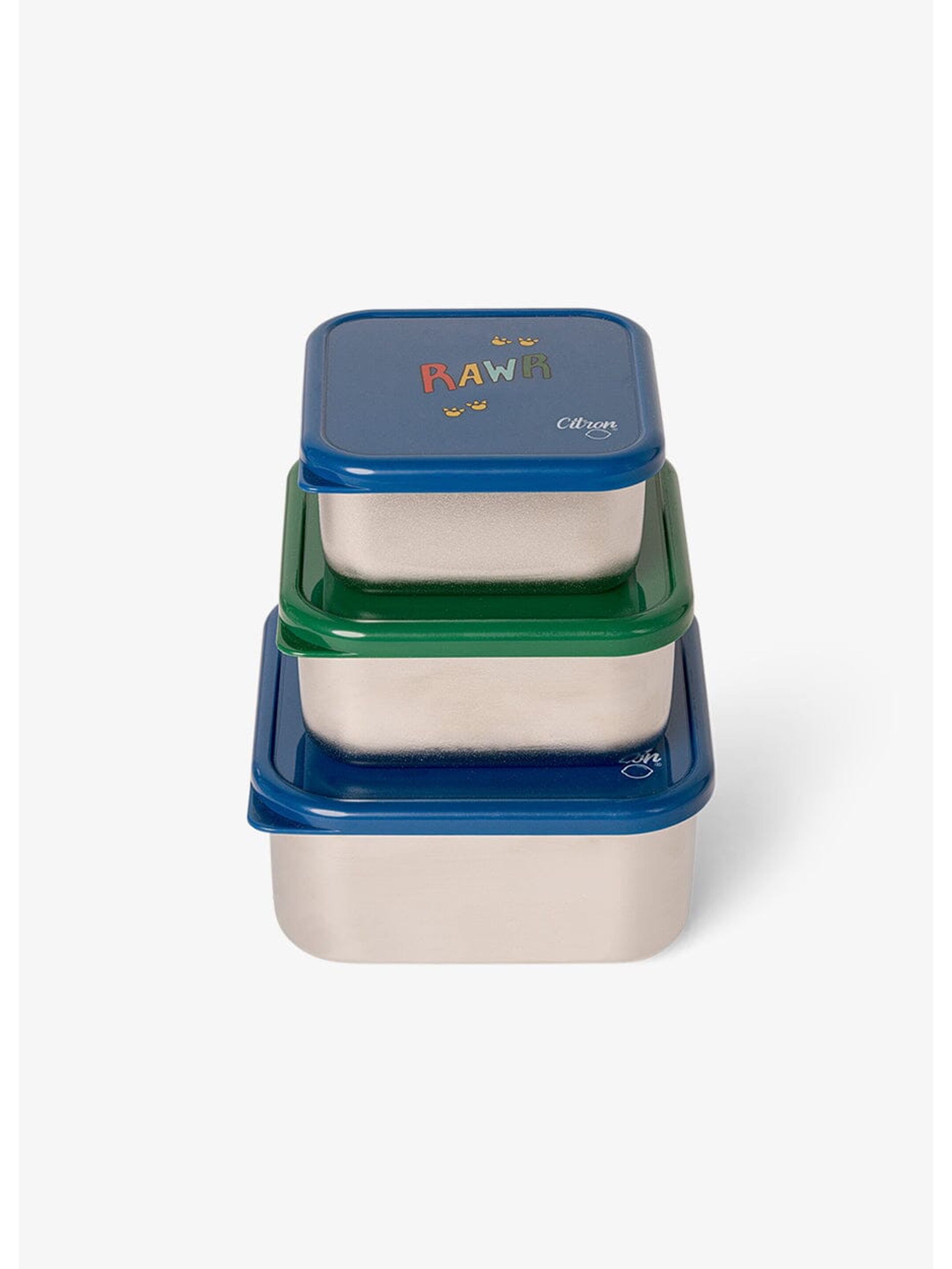 Citron Stackable Stainless steel Lunchbox - Set of 3 - Dino image number 3