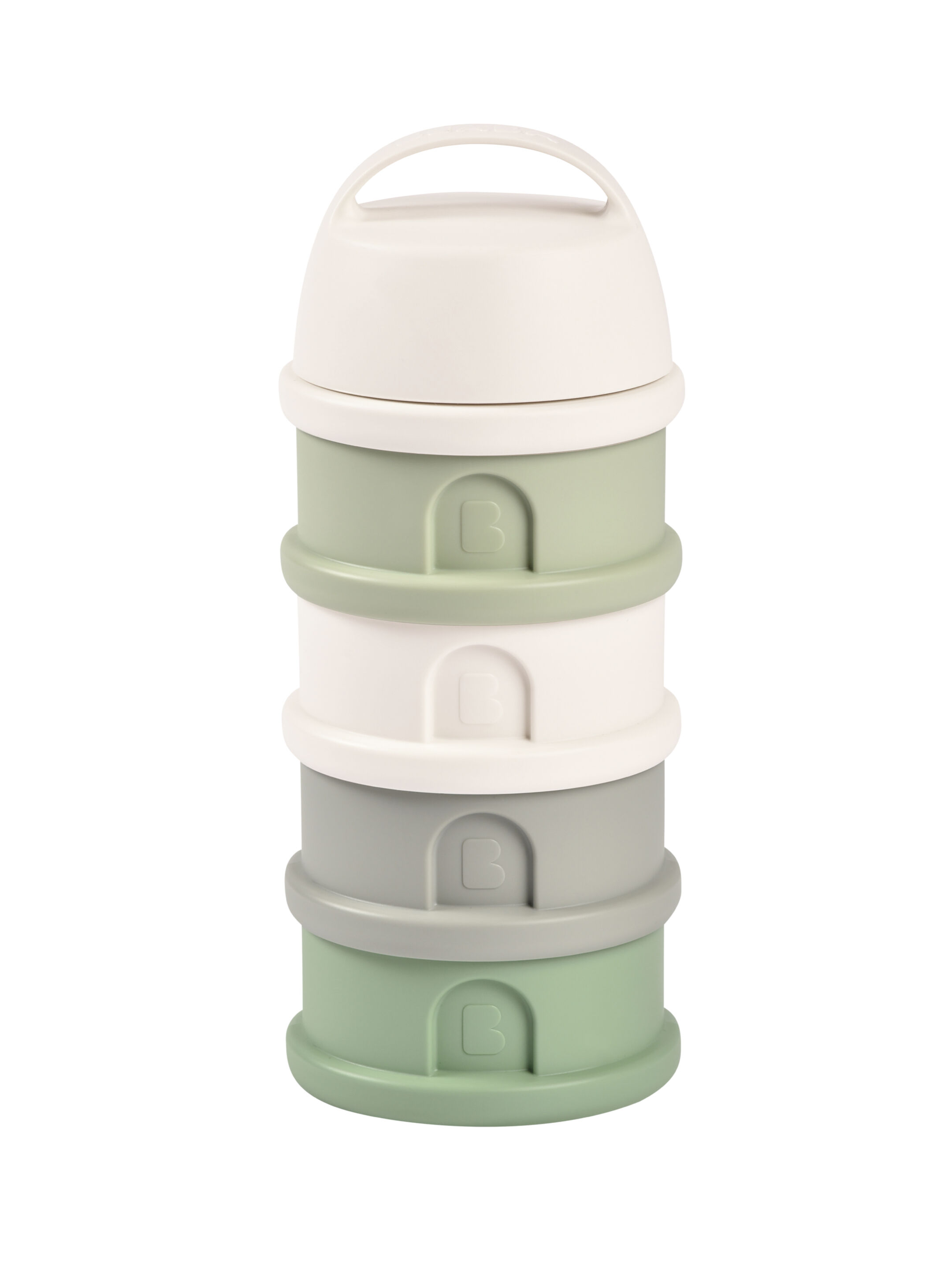 Beaba Formula Milk Container 4 Compartments Cotton white Sage green