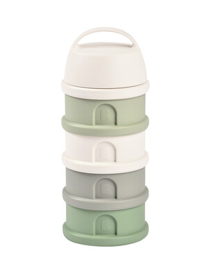 Beaba Formula Milk Container 4 Compartments Cotton white Sage green