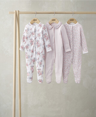 Watercolour Floral Sleepsuits (Set of 3)