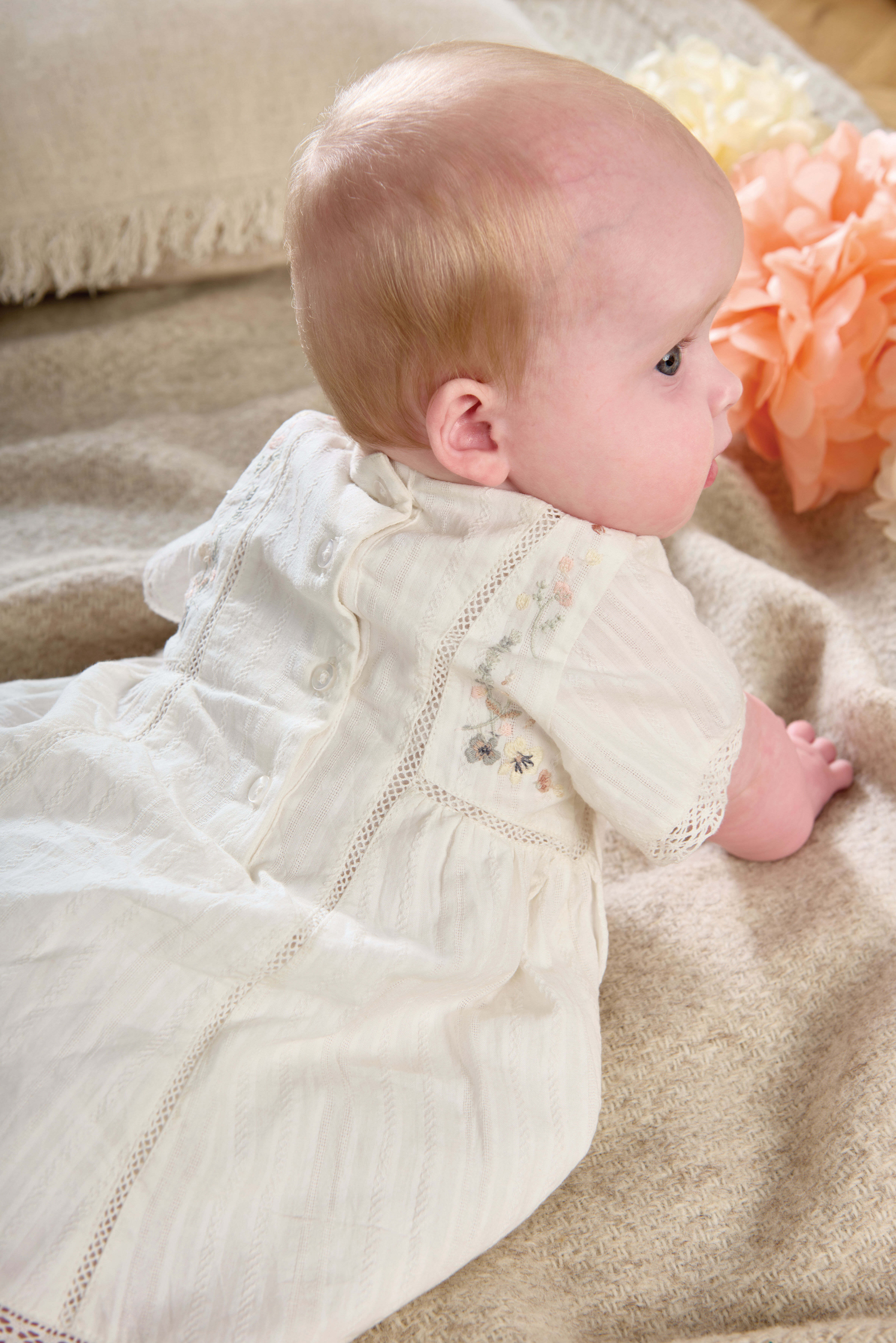 White Cotton Embroidered Dress image number 6