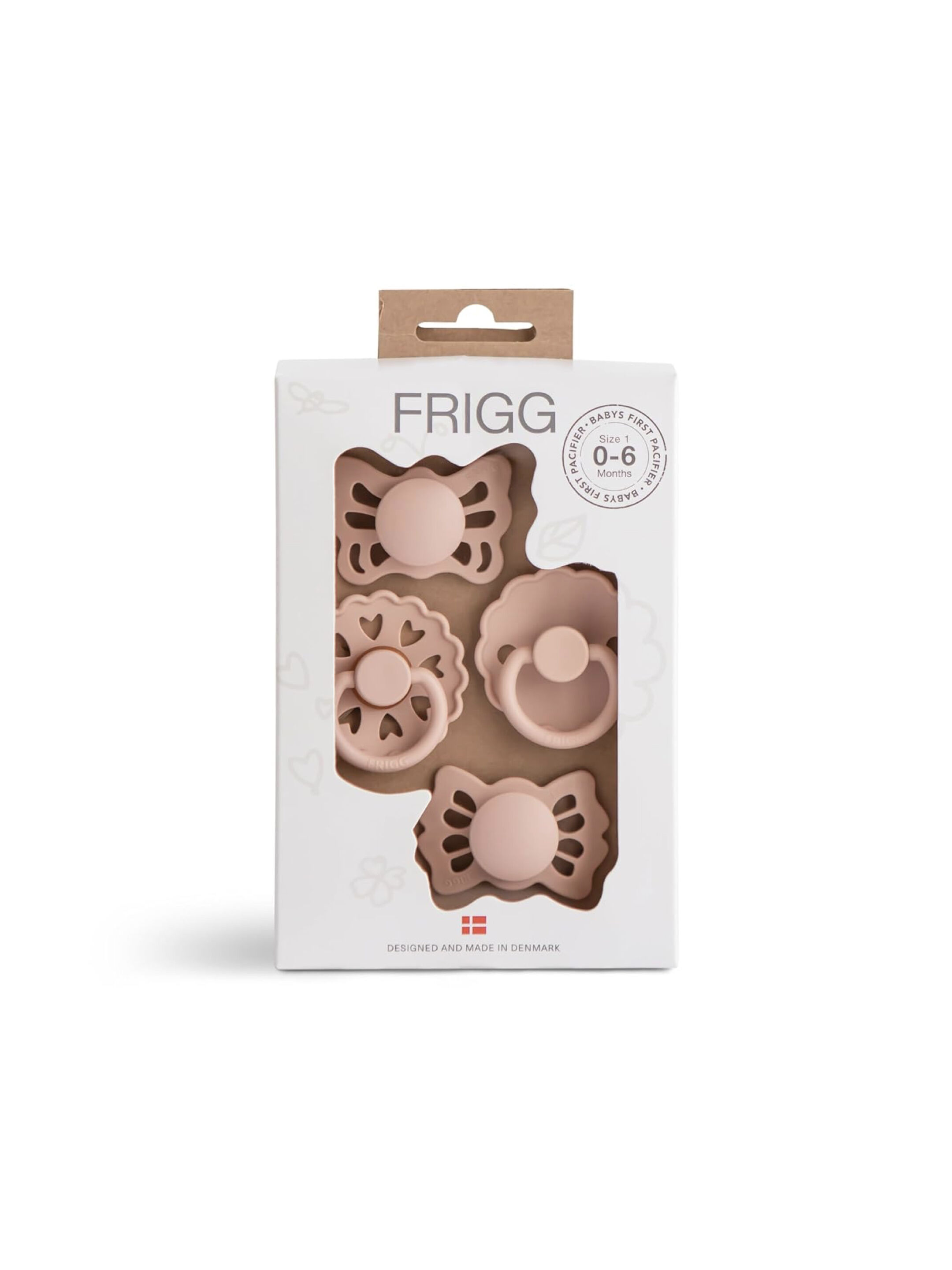 FRIGG Baby's First Pacifier 4-pack - Floral heart - Blush 0-6M - Size 1