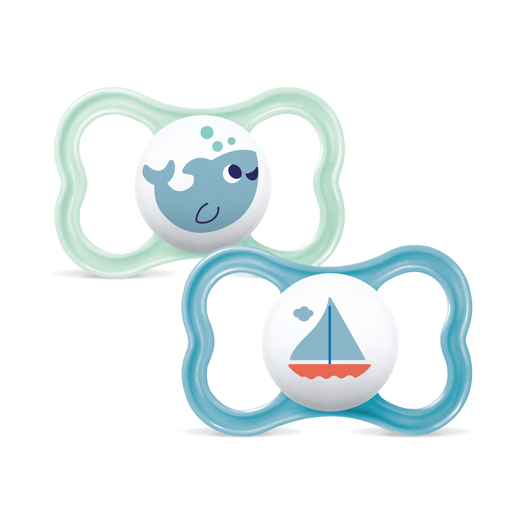 Mam Baby Supreme Silicone Pacifier - 6 M+ | Sealife Green & Blue - Pack of 2