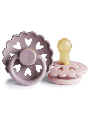 FRIGG Fairytale Latex Baby Pacifier 0-6M 2-Pack Twilight Mauve/Primrose - Size 1