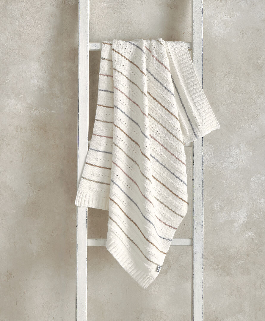 Knitted Blanket - Neutral Stripe image number 2