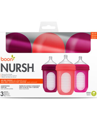 Boon NURSH 8oz Bottle 3pk - Pink Multi