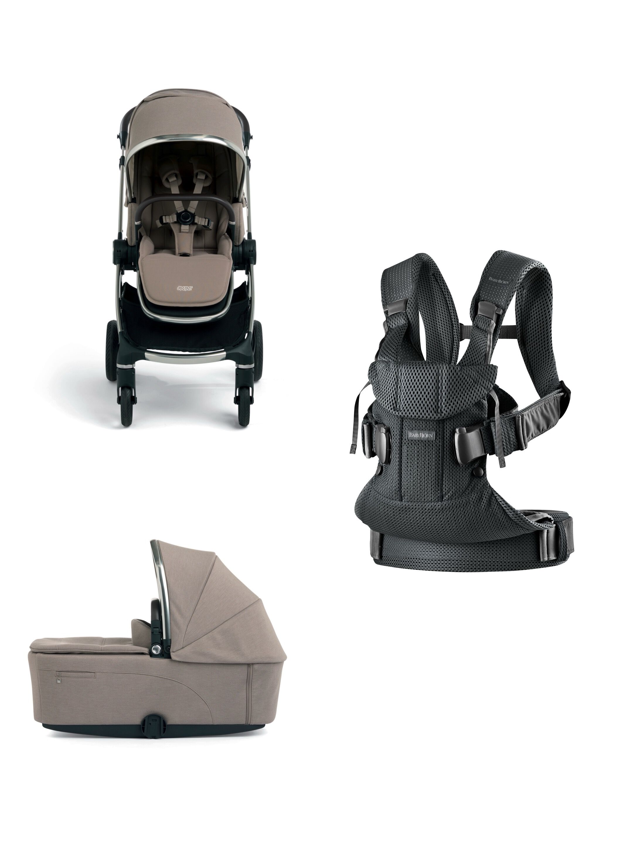 Vardo Storm Stroller and Carrycot with Babybjorn Carrier Mini 3 Piece Bundle