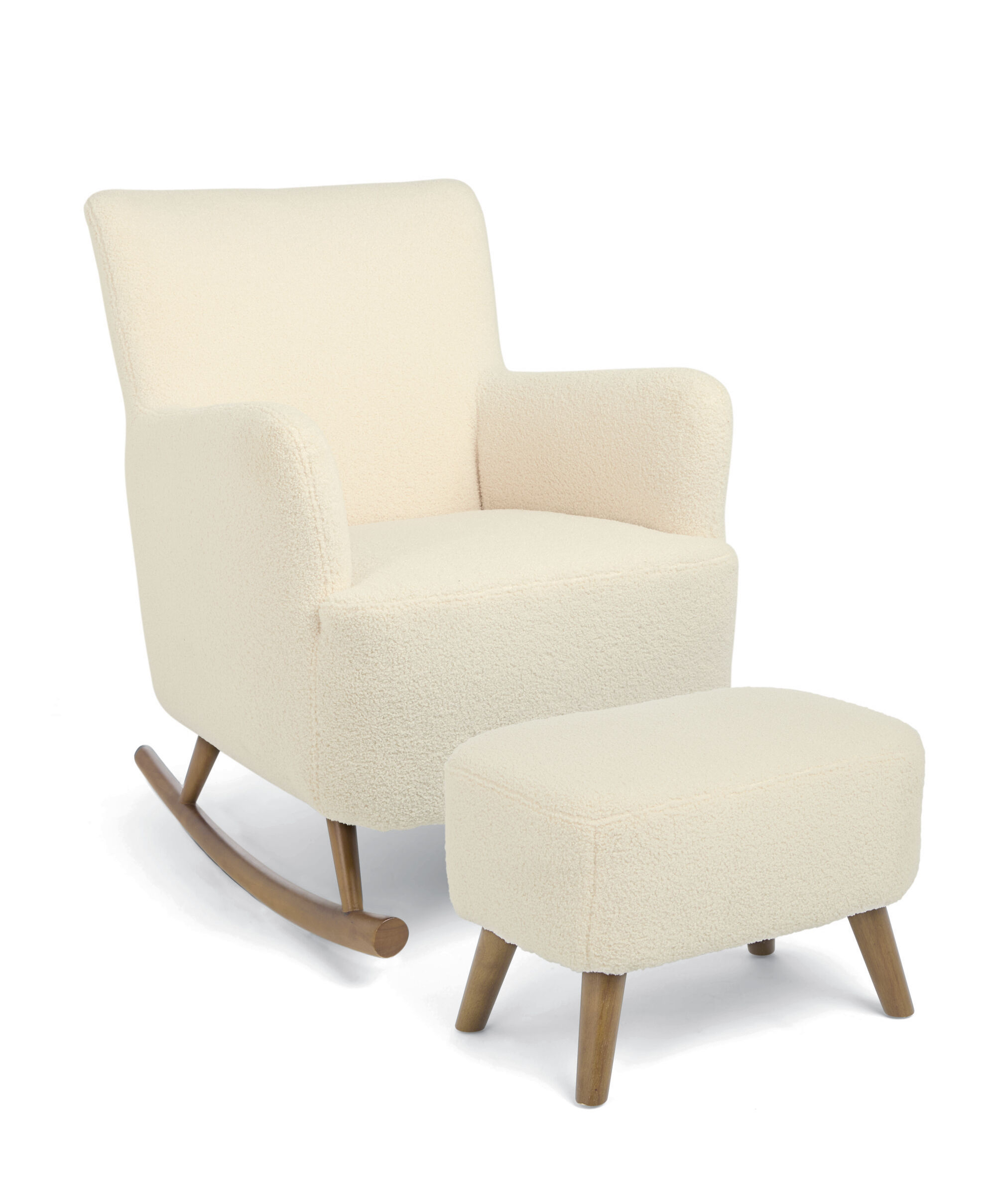 Elwood Nursing Chair & Stool - Off White Boucle image number 2