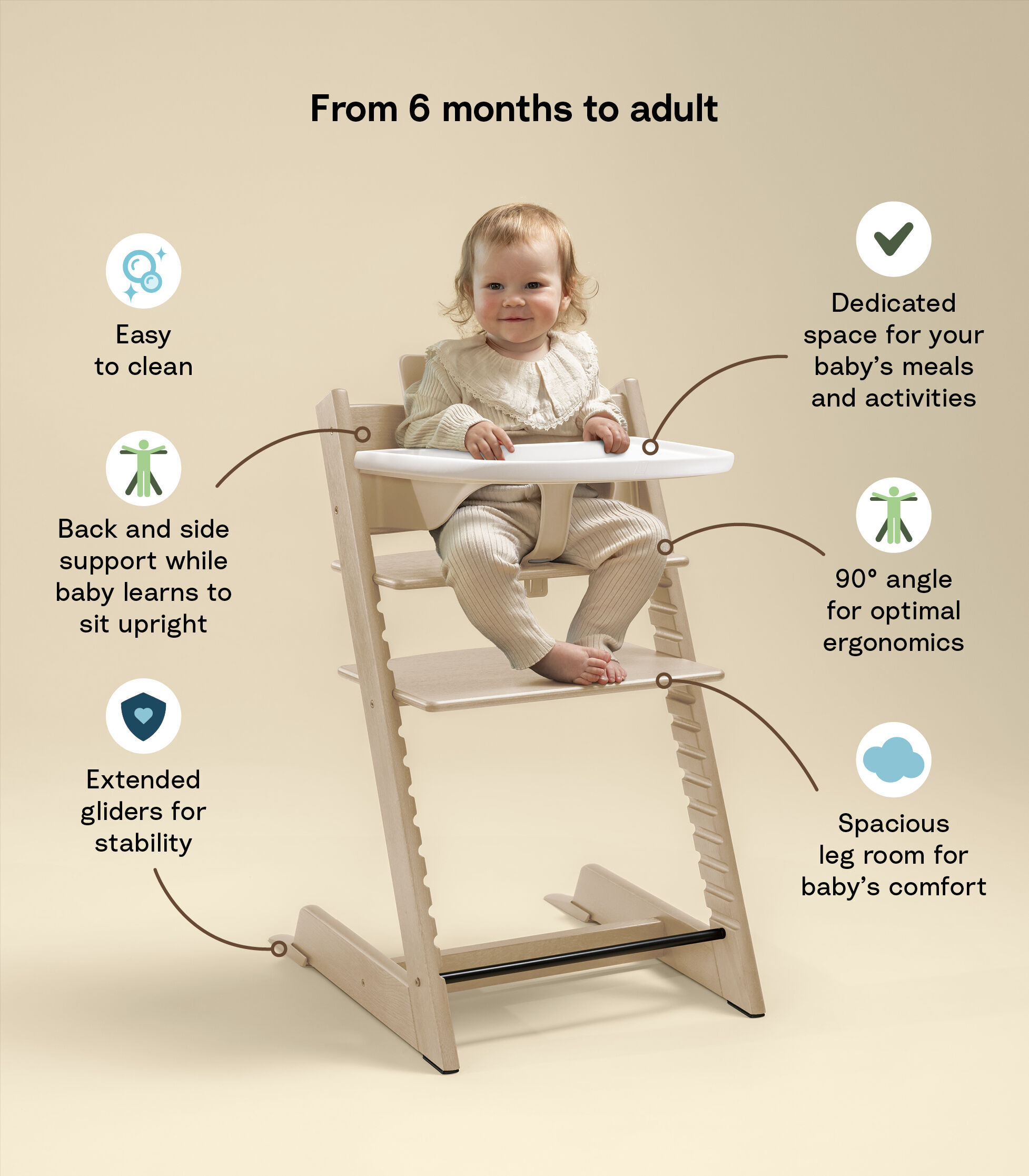  Stokke Tripp Trapp High Chair Natural + Baby Set + Tray​ Bundle (3 pieces) image number 7