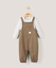 Stripe Bodysuit & Dungarees Outfit Set - Toffee image number 1