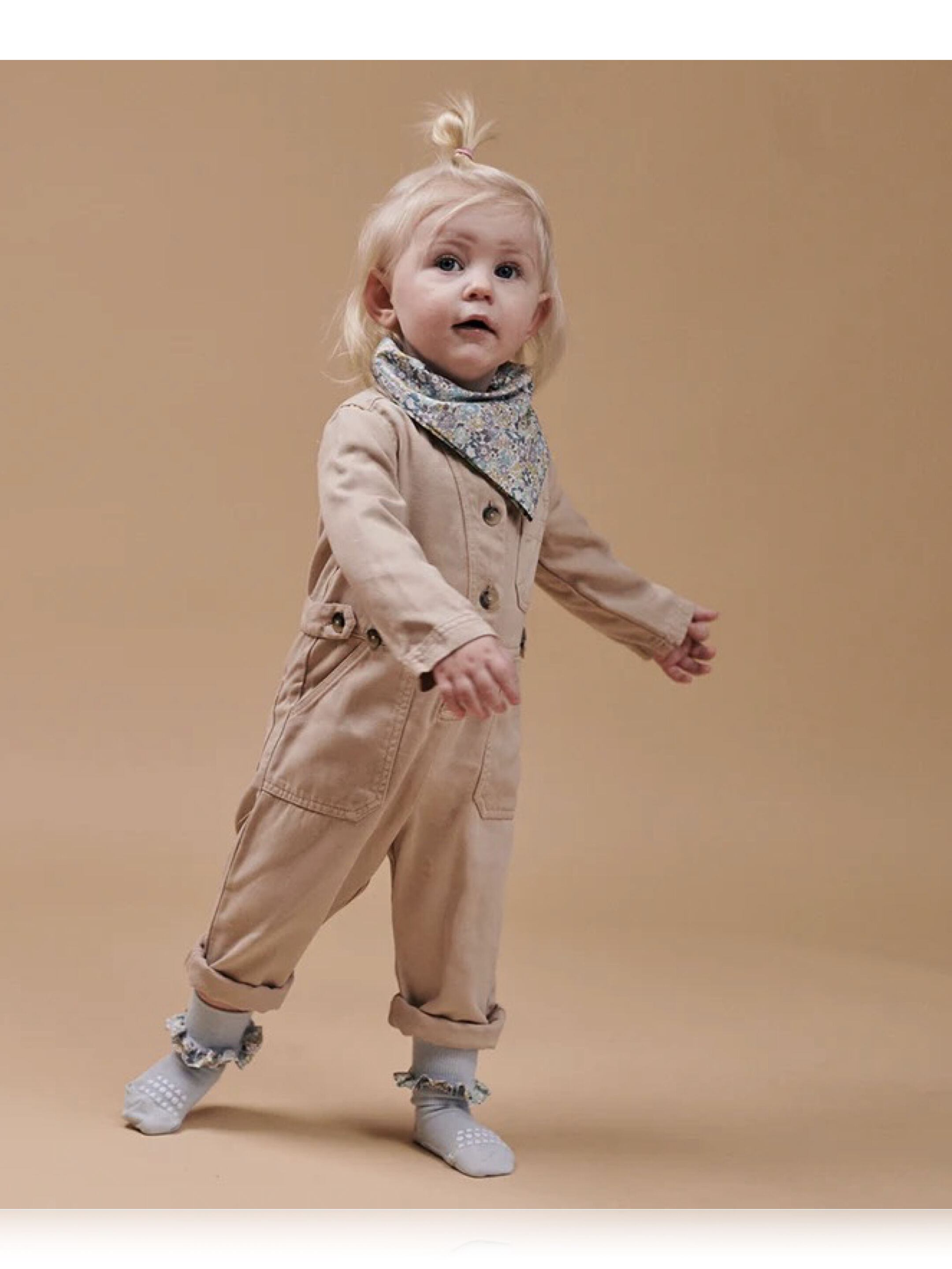 Non-slip Socks Bamboo - Dusty Blue with Liberty Ruffle