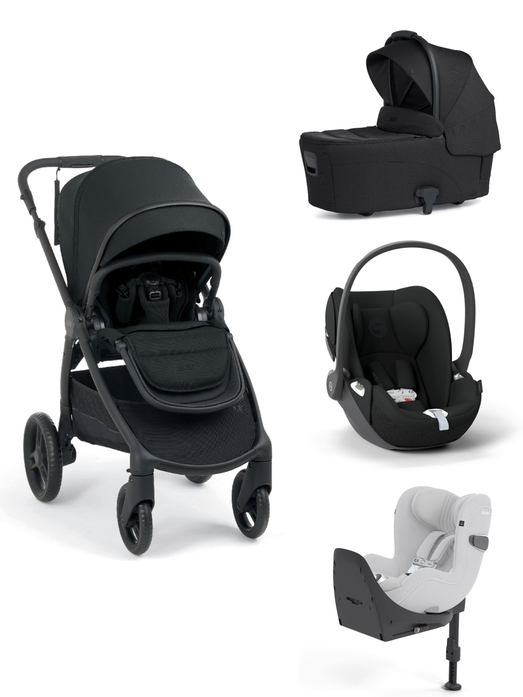 Ocarro 2 Pushchair and Carrycot Bundle with Cybex Cloud T i-Size Infant Car Seat and Base (4 Pieces) - Eclipse