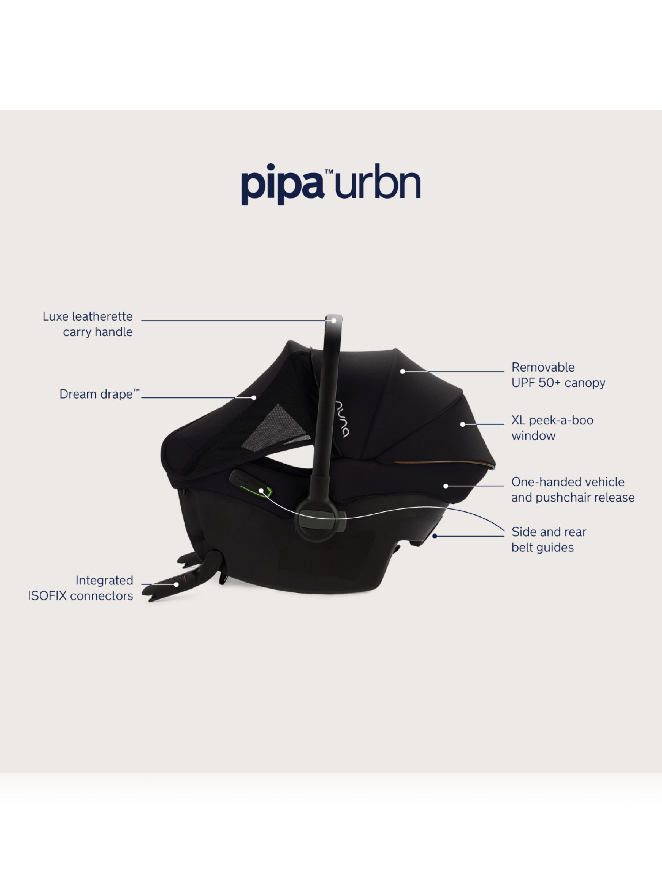 Nuna Pipa URBN Infant Car Seat - Caviar image number 5