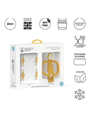 Matchstick Monkey Animal Teether & Muslin Gift Set