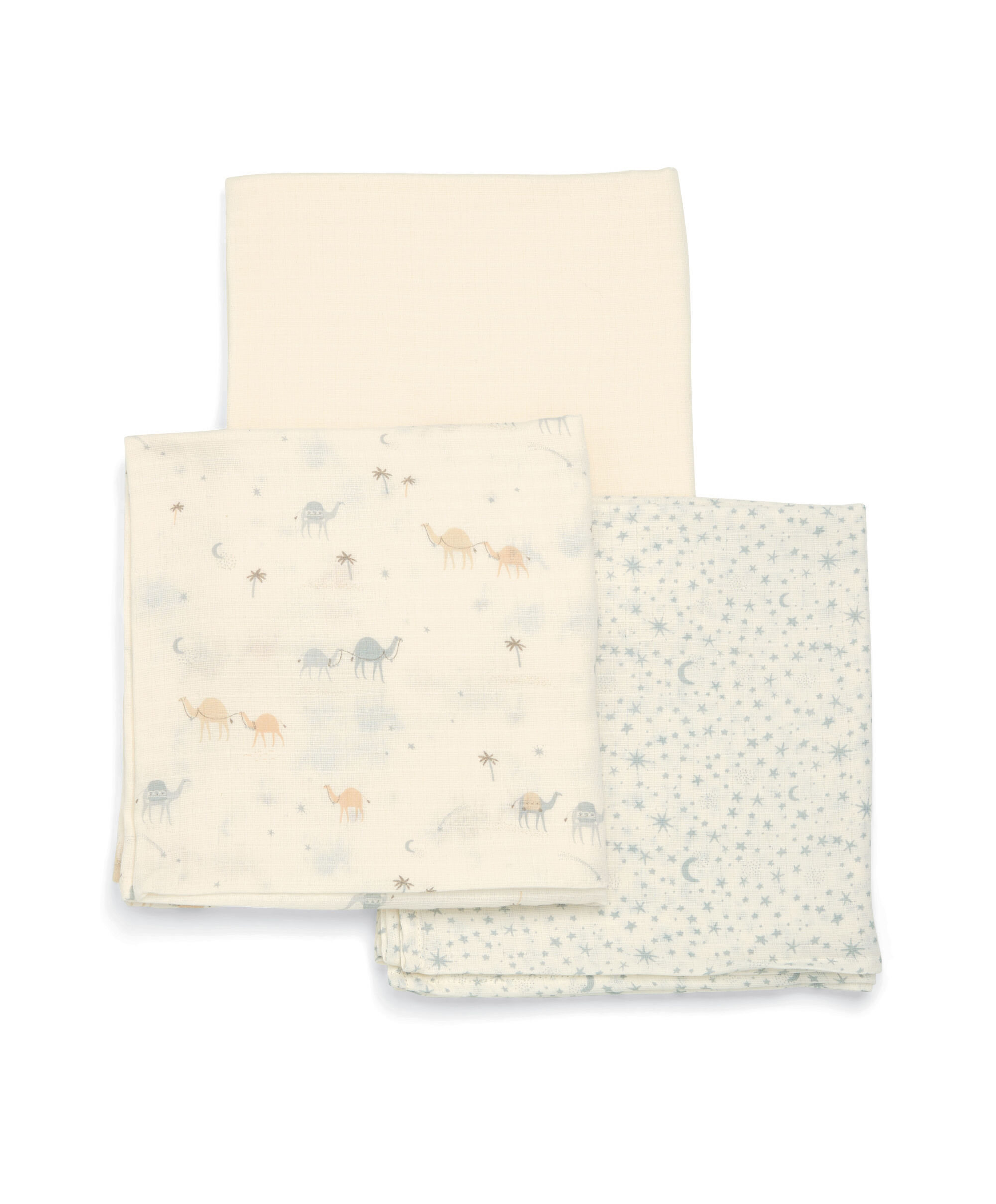 Large Muslin Squares ( 3 pack) - Camel Blue