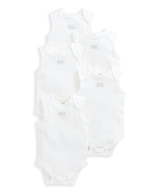 5 pack White Organic Sleeveless Bodysuits image number 2