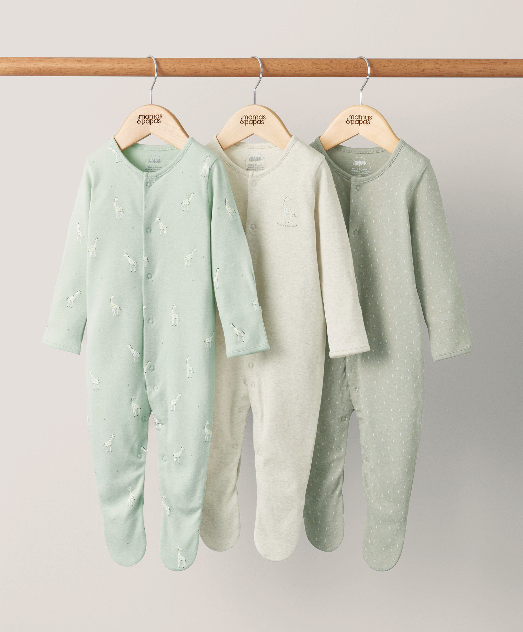 Giraffe Sleepsuits (Set of 3) - Spotty image number 1