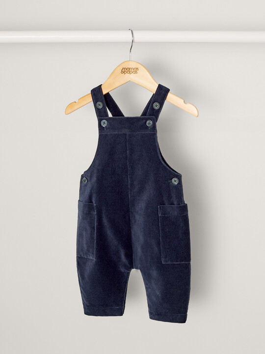 Navy Velour Dungarees & Bodysuit image number 3