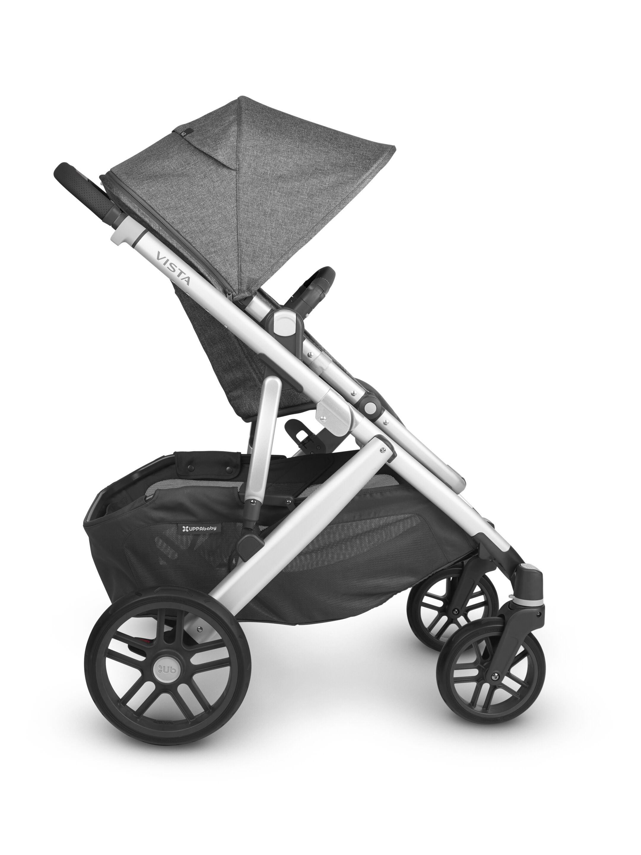 Uppababy - Vista V2 Stroller- Jordan (Charcoal/grey m&eacute;lange fabric/silver/black leather) image number 4