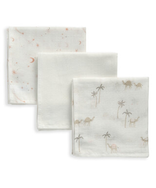 Mamas & Papas 3 Pack Muslin Squares Camel Pink