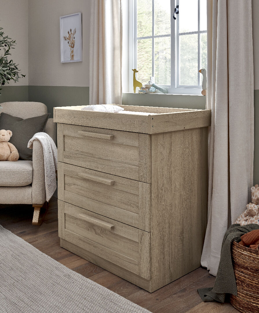 Atlas 3 Piece Cotbed Set with Dresser Changer and Wardrobe- Light Oak image number 4