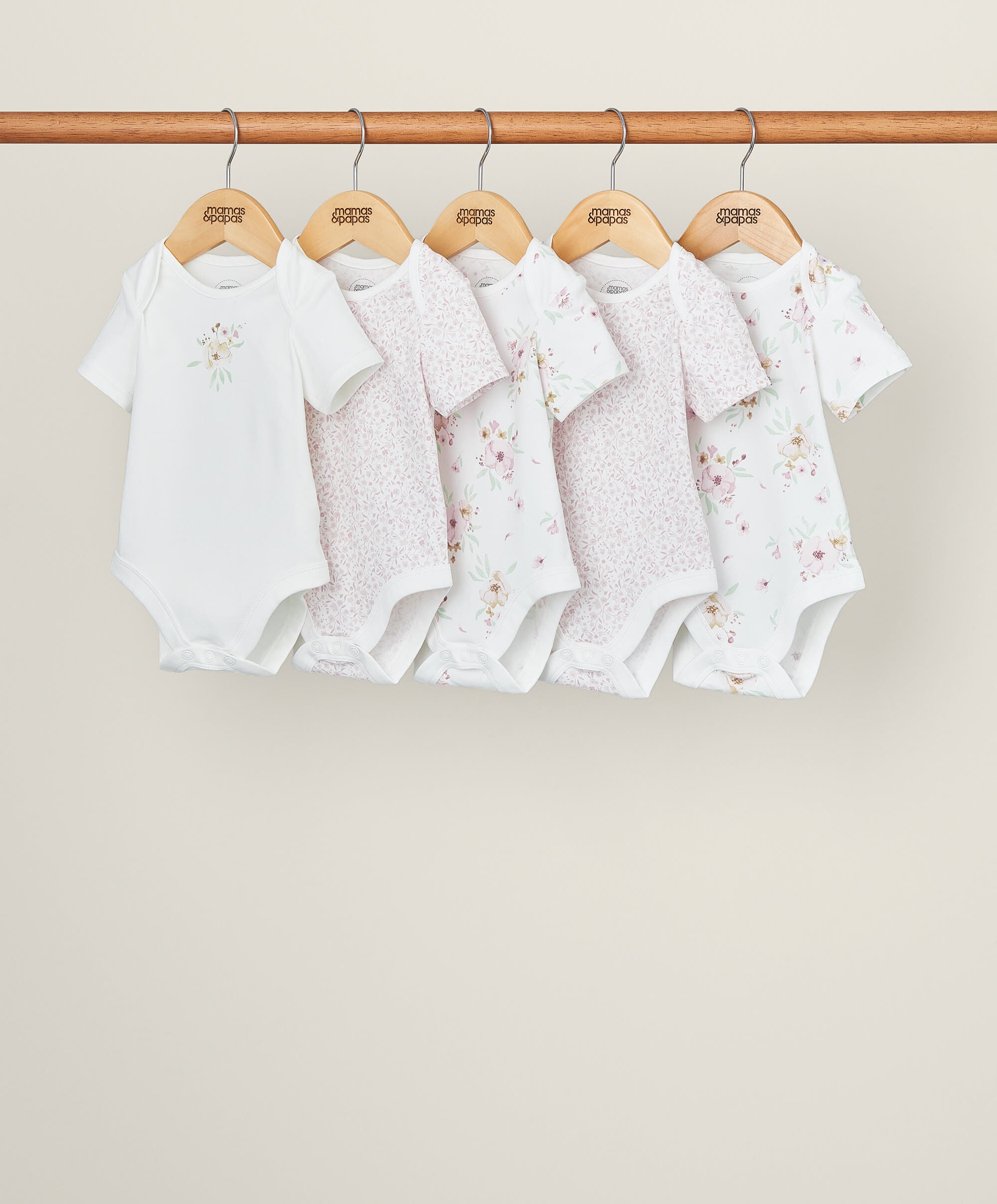 Flower Bodysuits (Set of 5) - Pink image number 1