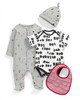 Triangle Print All-in-One, Bodysuit, Bib & Hat Set image number 1