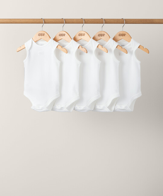 5 pack White Organic Sleeveless Bodysuits image number 1