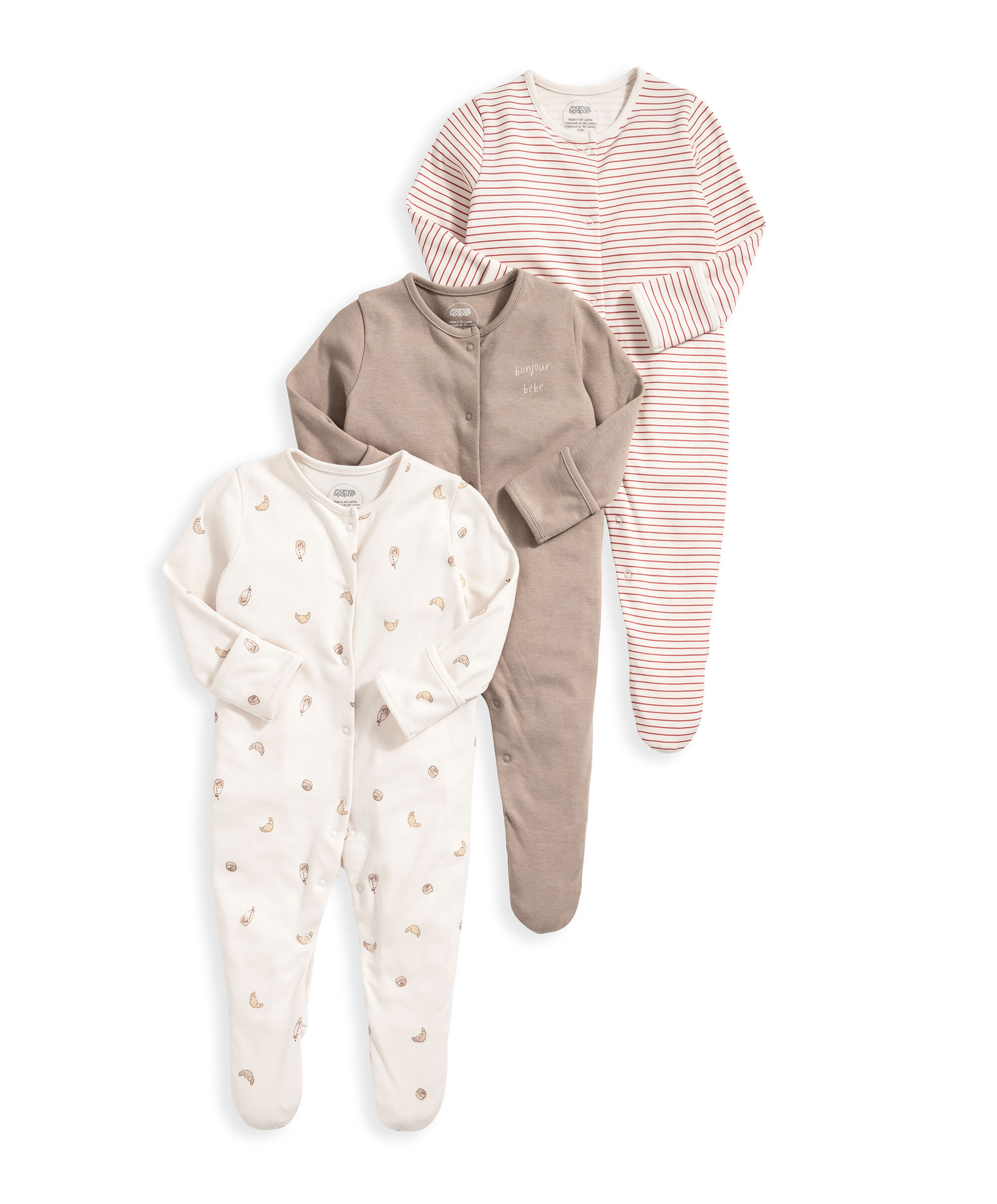 Bonjour Bebe Parisian Sleepsuits (Set of 3) image number 2