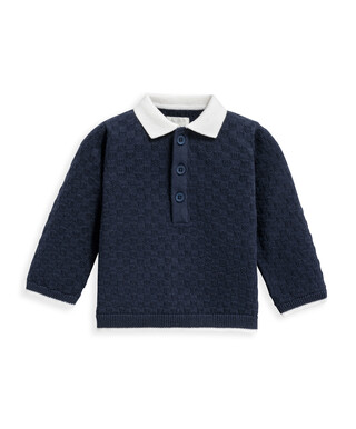 Knitted Long Sleeve Polo Top