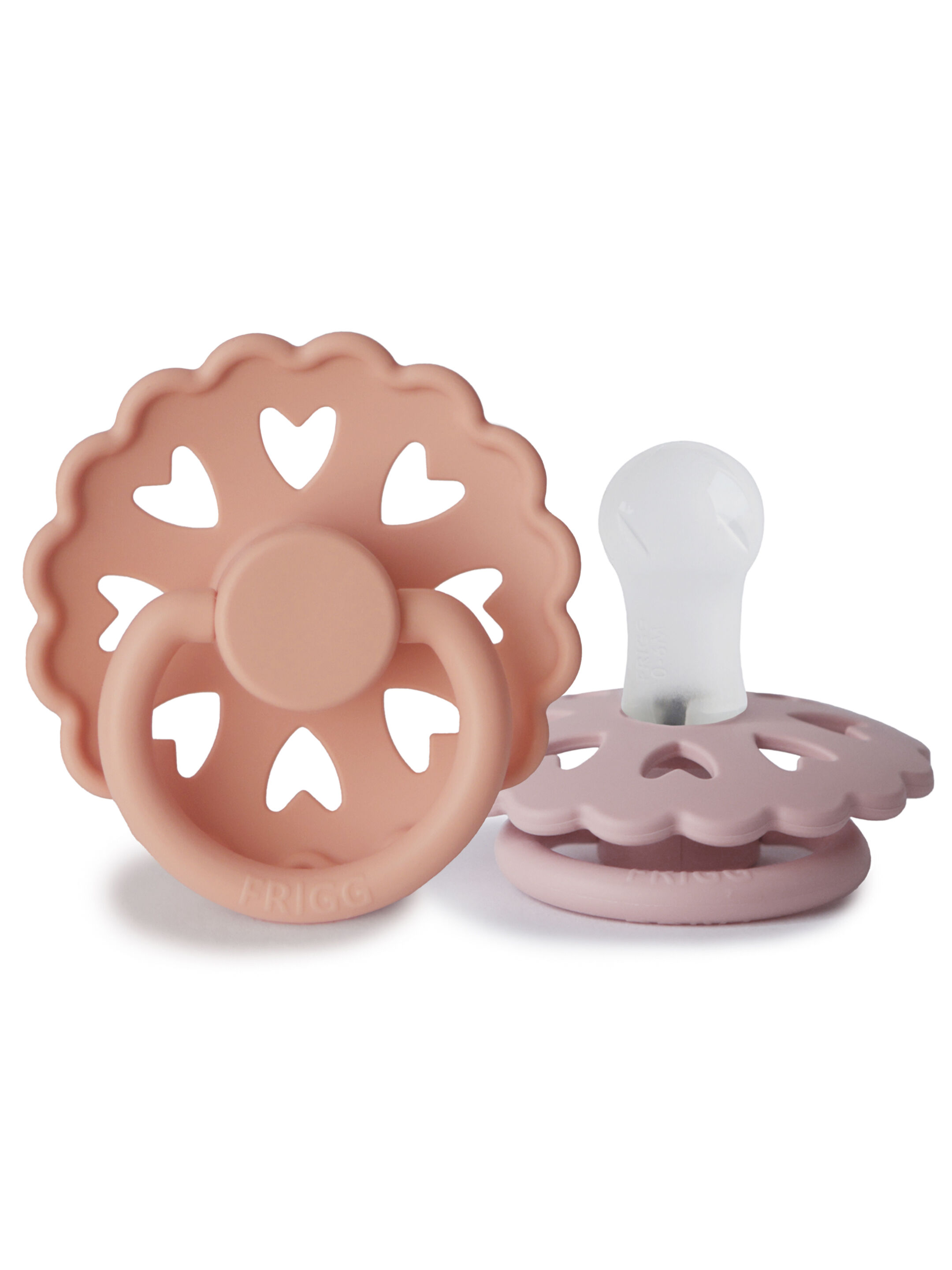FRIGG Fairytale Silicone Baby Pacifier 0-6M 2-Pack Pretty in Peach/Primrose - Size 1 image number 2