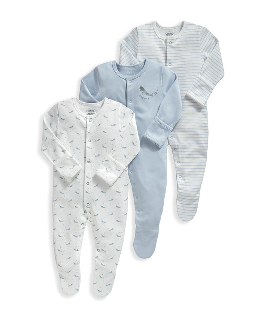 3 Pack Whales Sleepsuits image number 2